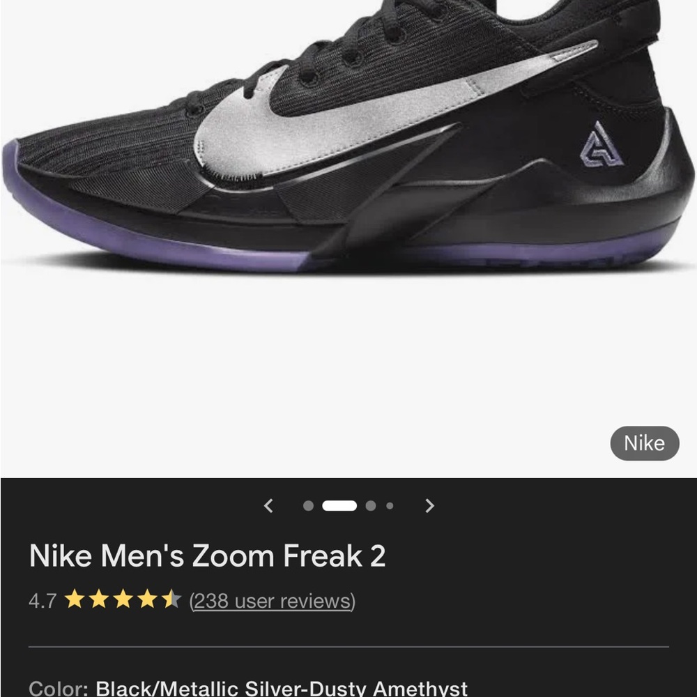 Nike Kids Zoom Freak 2 Black and Metallic Sneakers